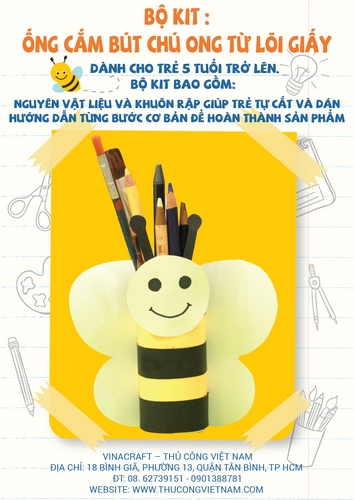 Bộ kit ống cắm bút chú ong từ lõi giấy